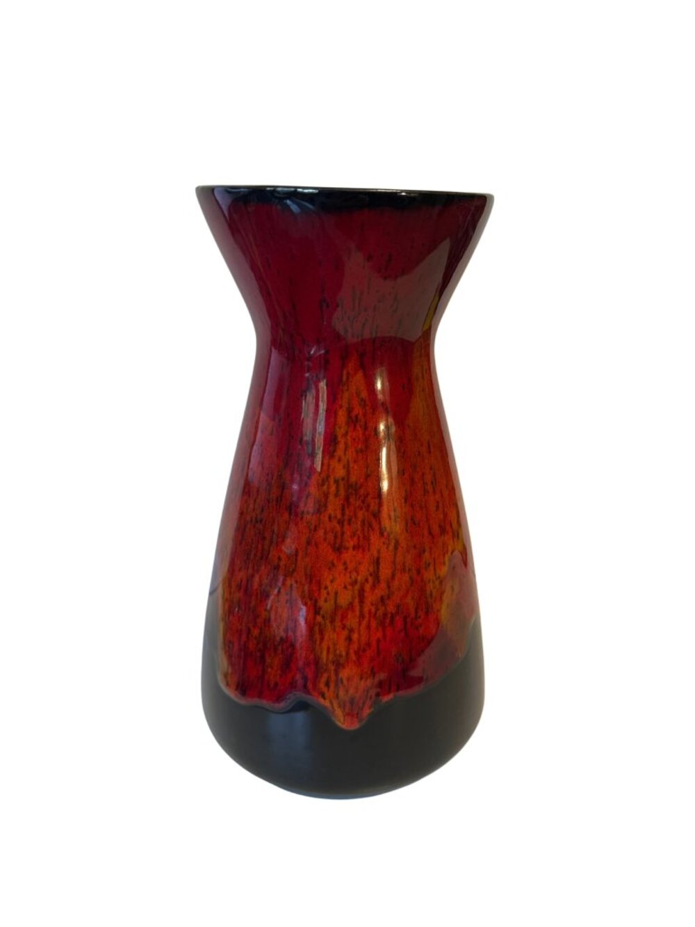 MCM - Fat Lava Glaze Vase - Vintage - Red and Black drip glaze - Canadian